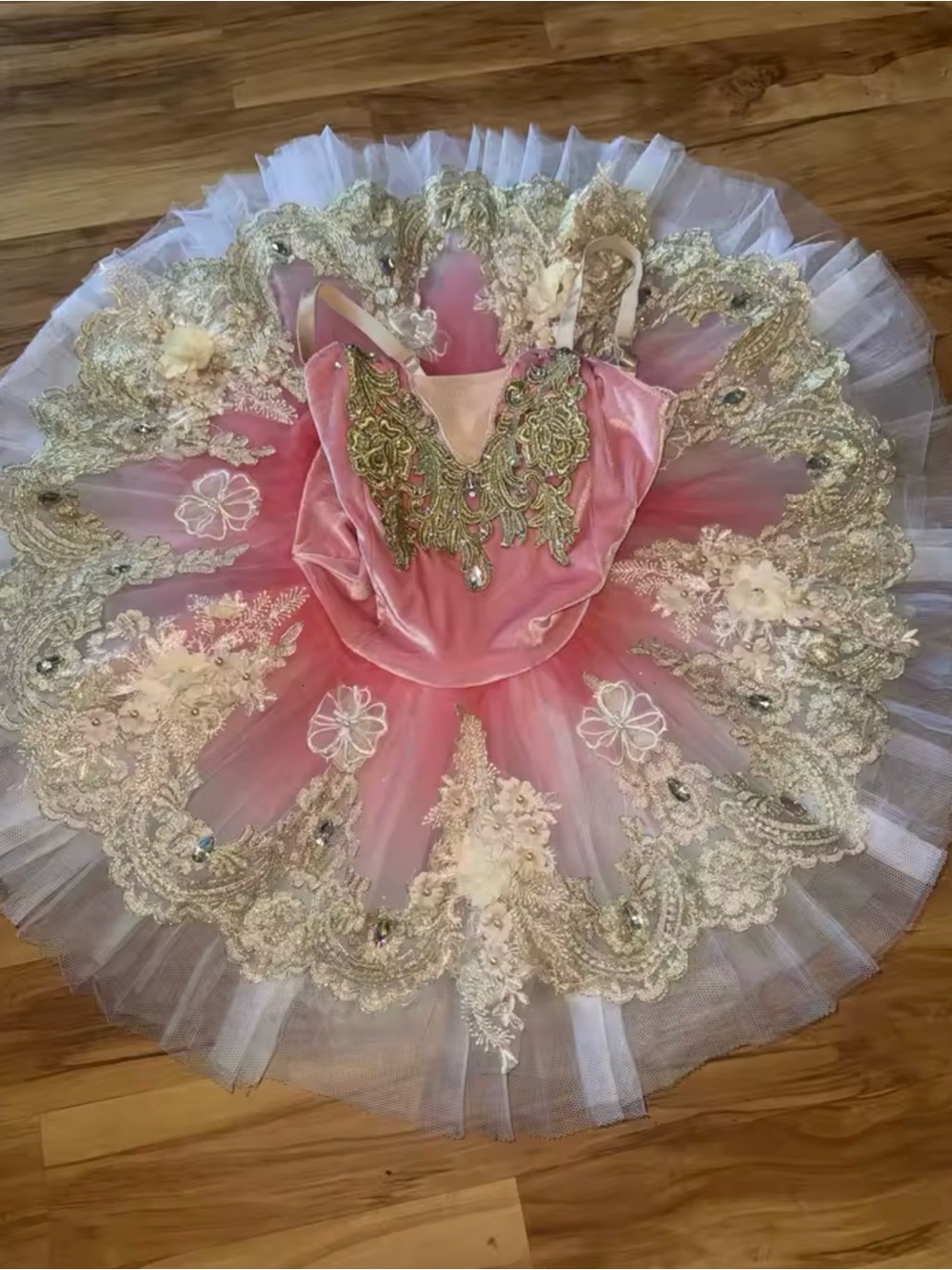 Pink and Gold Ballet Tutu Costume - Elegant Girls Dance Dress